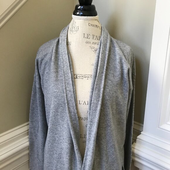 Eileen Fisher Cashmere Cardigan Sweater Womens XXS Gray Open Front Pockets Knit - Picture 3 of 12